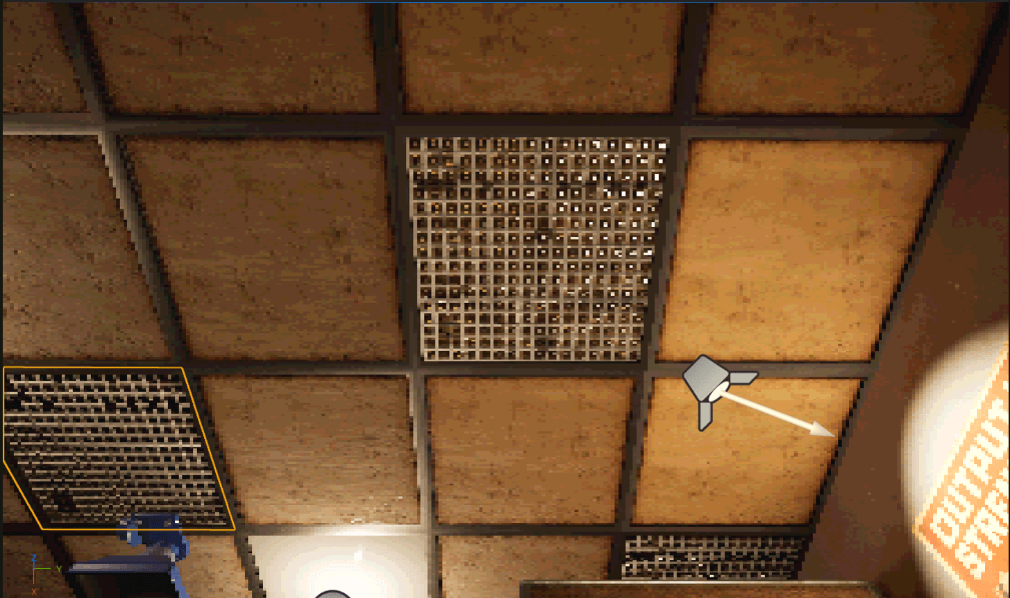 Drop ceiling panels above the Eggonomics office.
